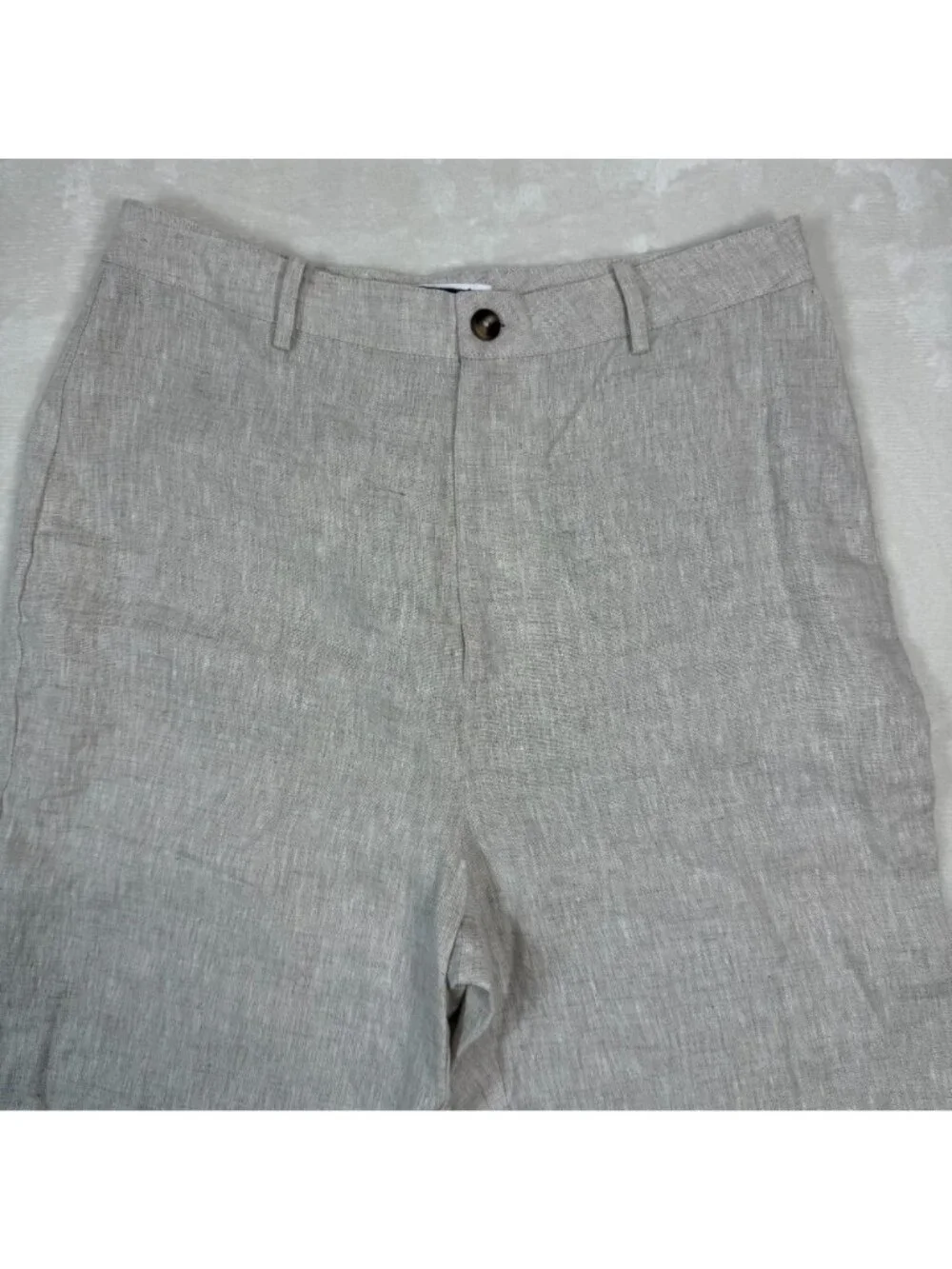 Reformation Tan 100% Linen Pants 10 Casual Beachy High Rise Wide Leg Straight